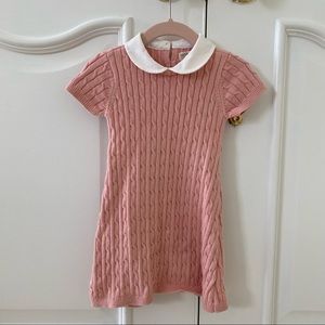 Hope & Henry Cable Knit Peter Pan Collar Sweater Dress 18-24M Pink